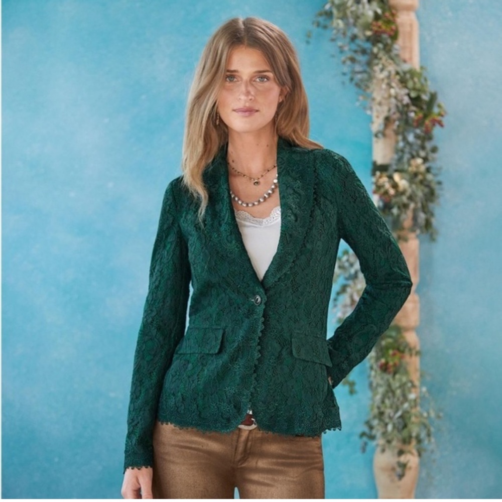 Sundance Emerald Green Verde Lace Blazer Size Evening Holliday‎ Party Size 8